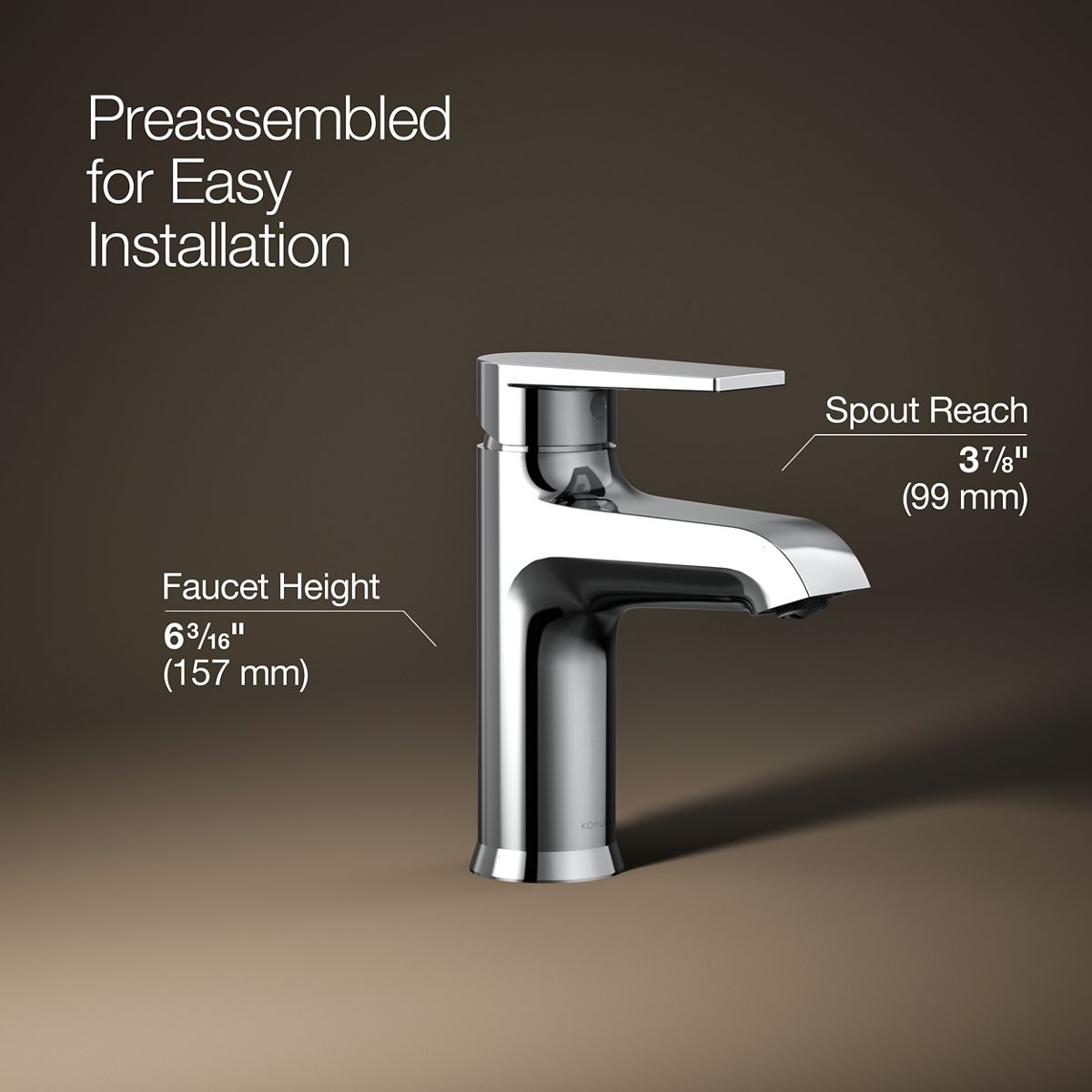 3/4 view of product with dimensions