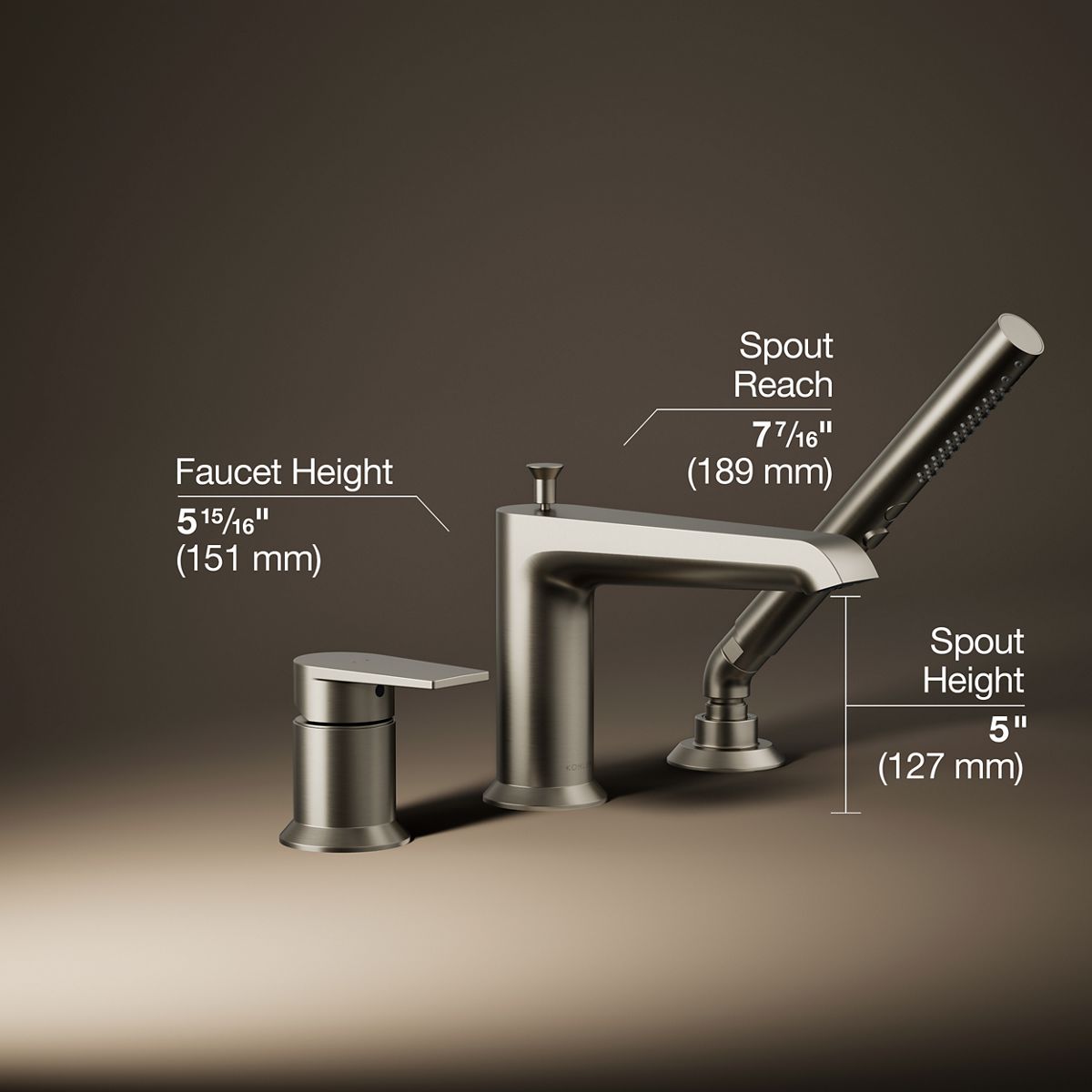 3/4 view of product with dimensions