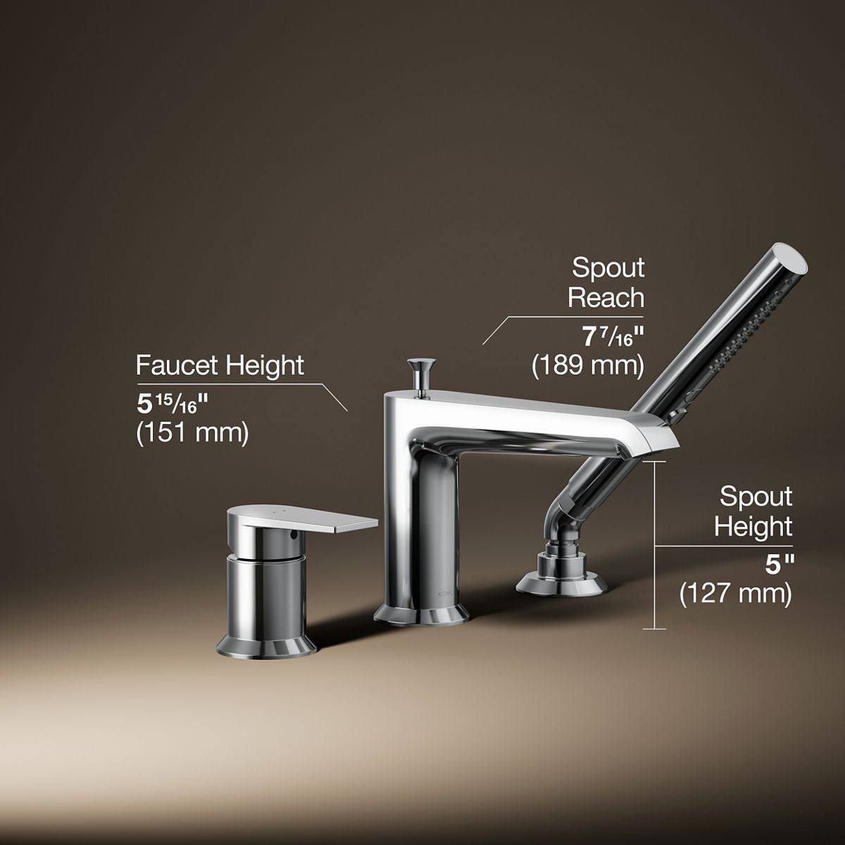 3/4 view of product with dimensions