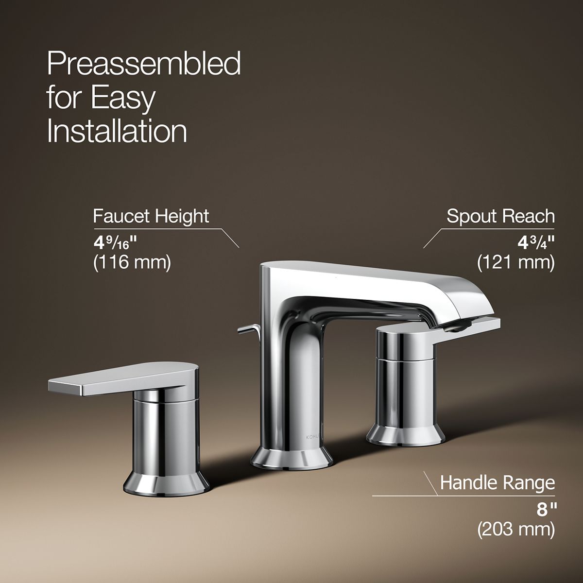 3/4 view of product with dimensions