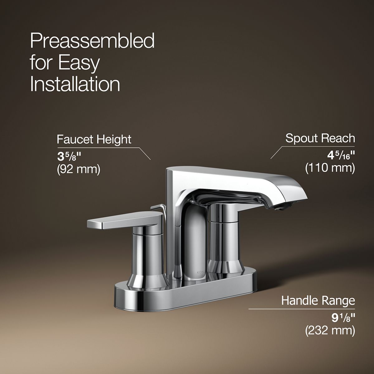 3/4 view of product with dimensions