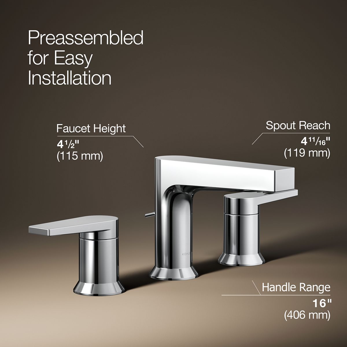 KOHLER | 97100-4 | Taut™| Widespread bathroom sink faucet, 1.2 gpm