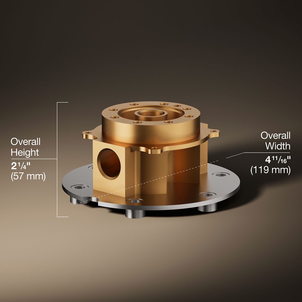 3/4 view of product with dimensions