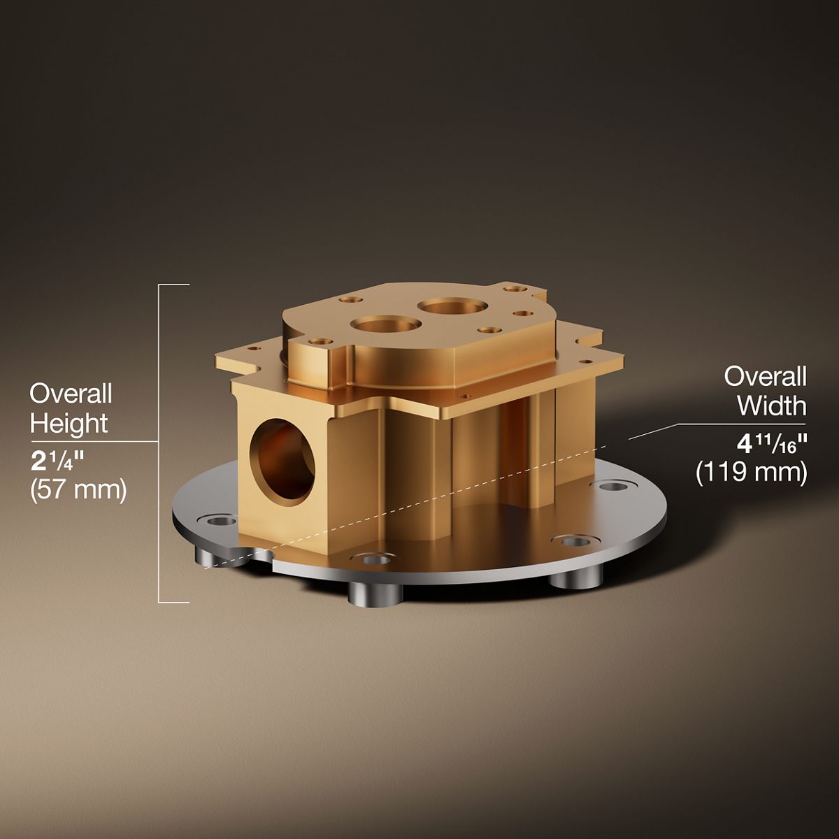 3/4 view of product with dimensions