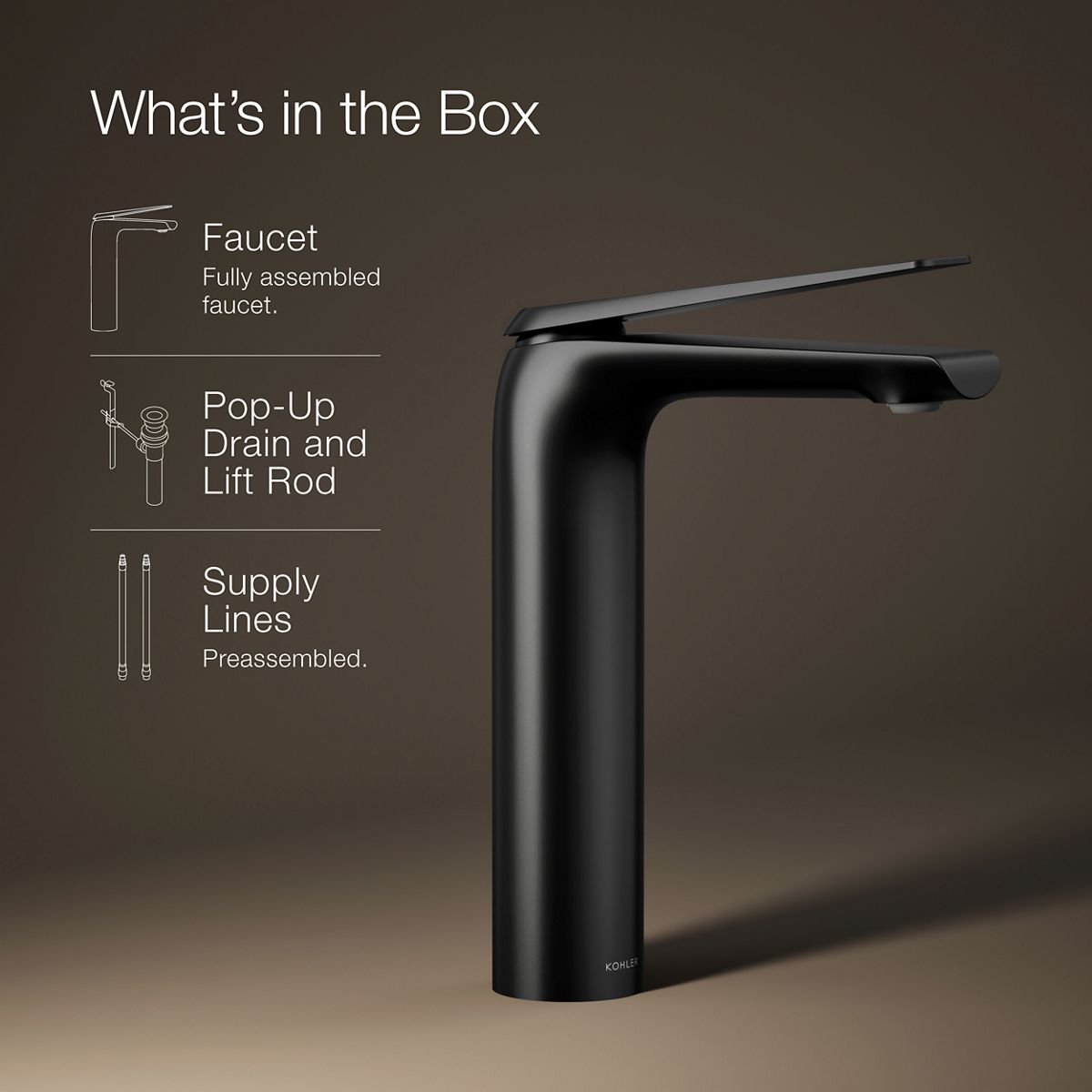 Avid Tall Single-Handle Bathroom Sink Faucet | K-97347-4 | KOHLER