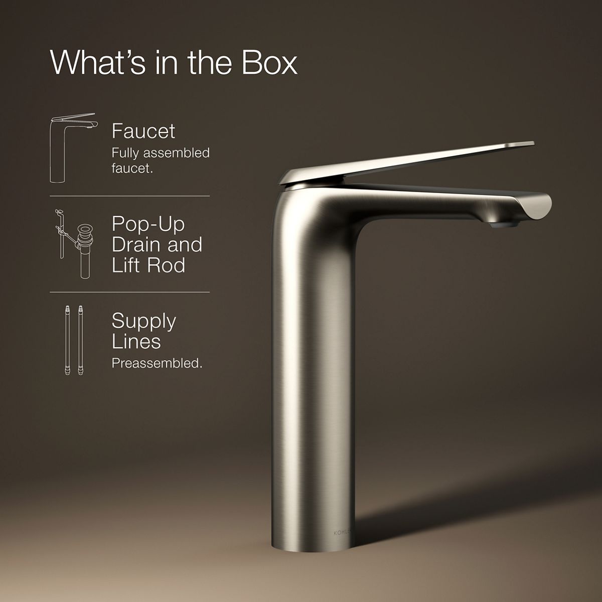 Avid Tall Single-Handle Bathroom Sink Faucet | K-97347-4 | KOHLER