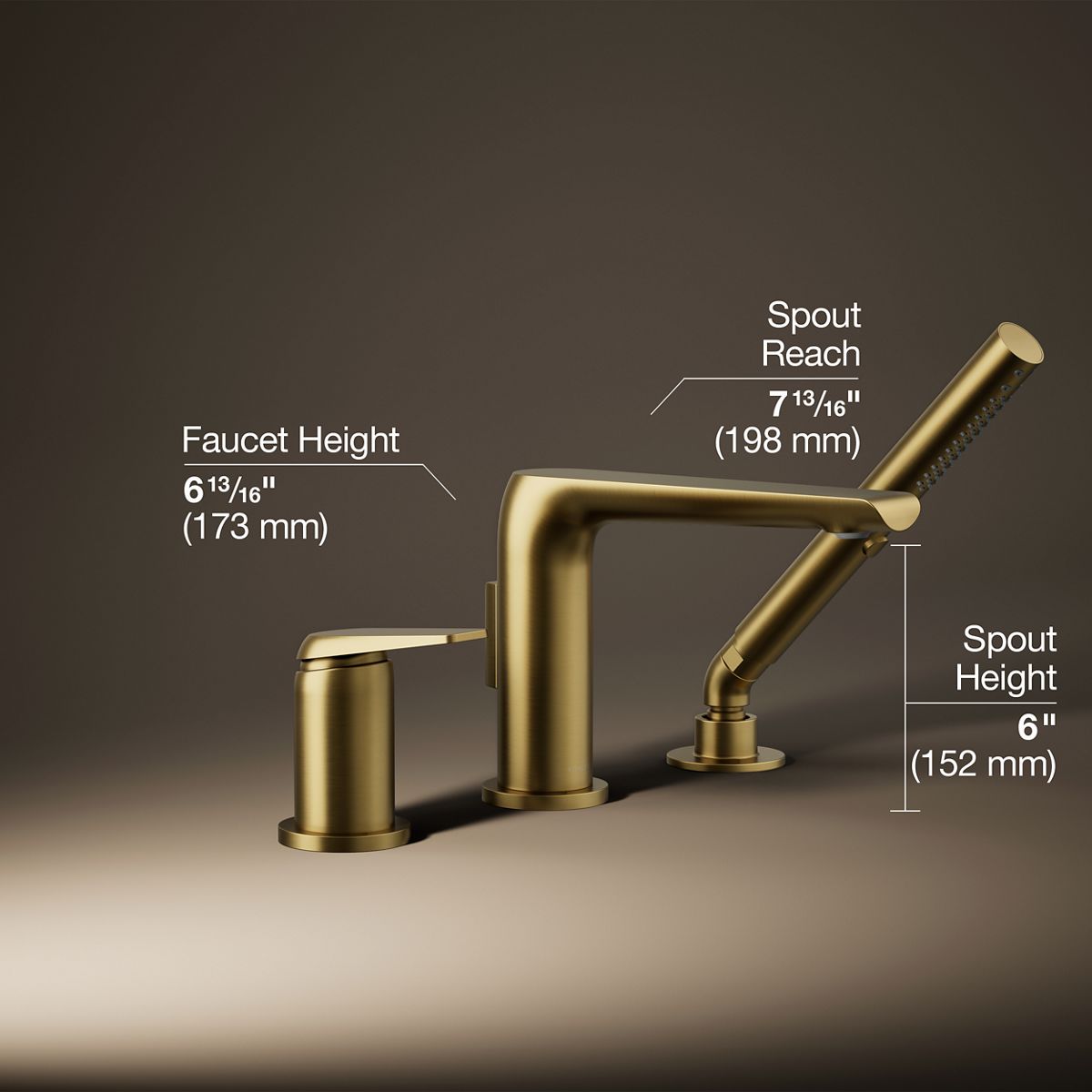 3/4 view of product with dimensions