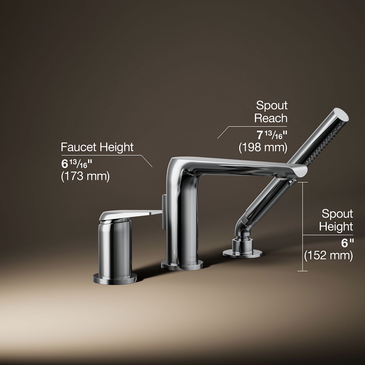 3/4 view of product with dimensions