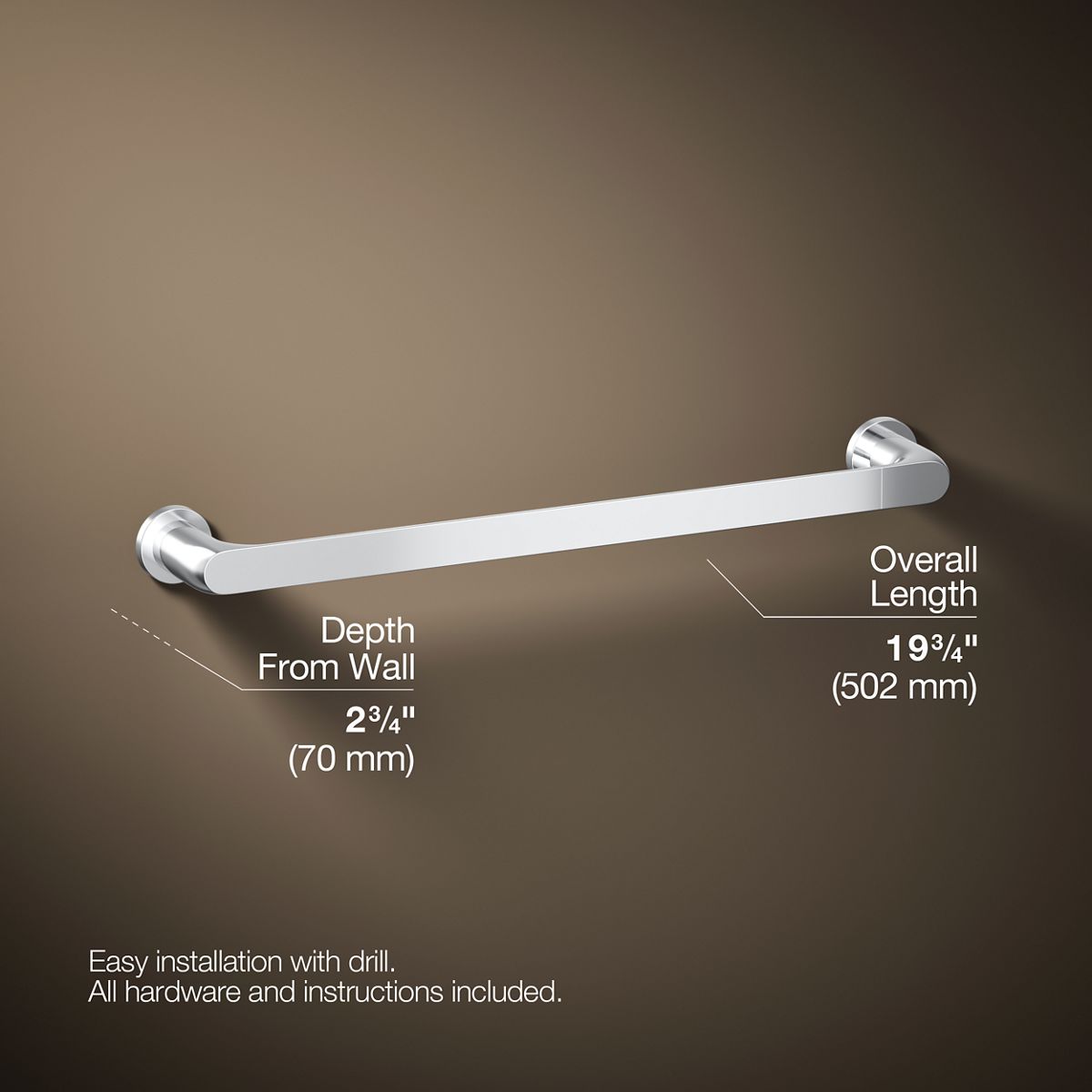 3/4 view of product with dimensions