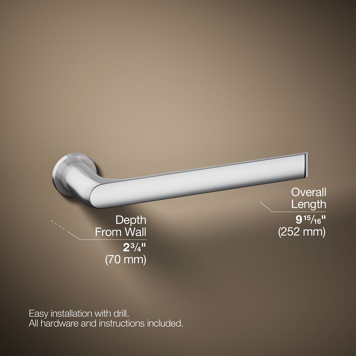 3/4 view of product with dimensions
