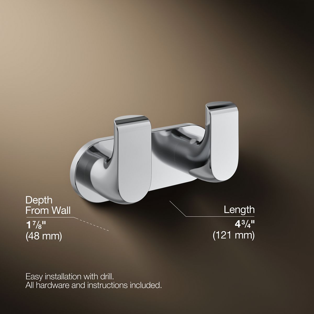 3/4 view of product with dimensions