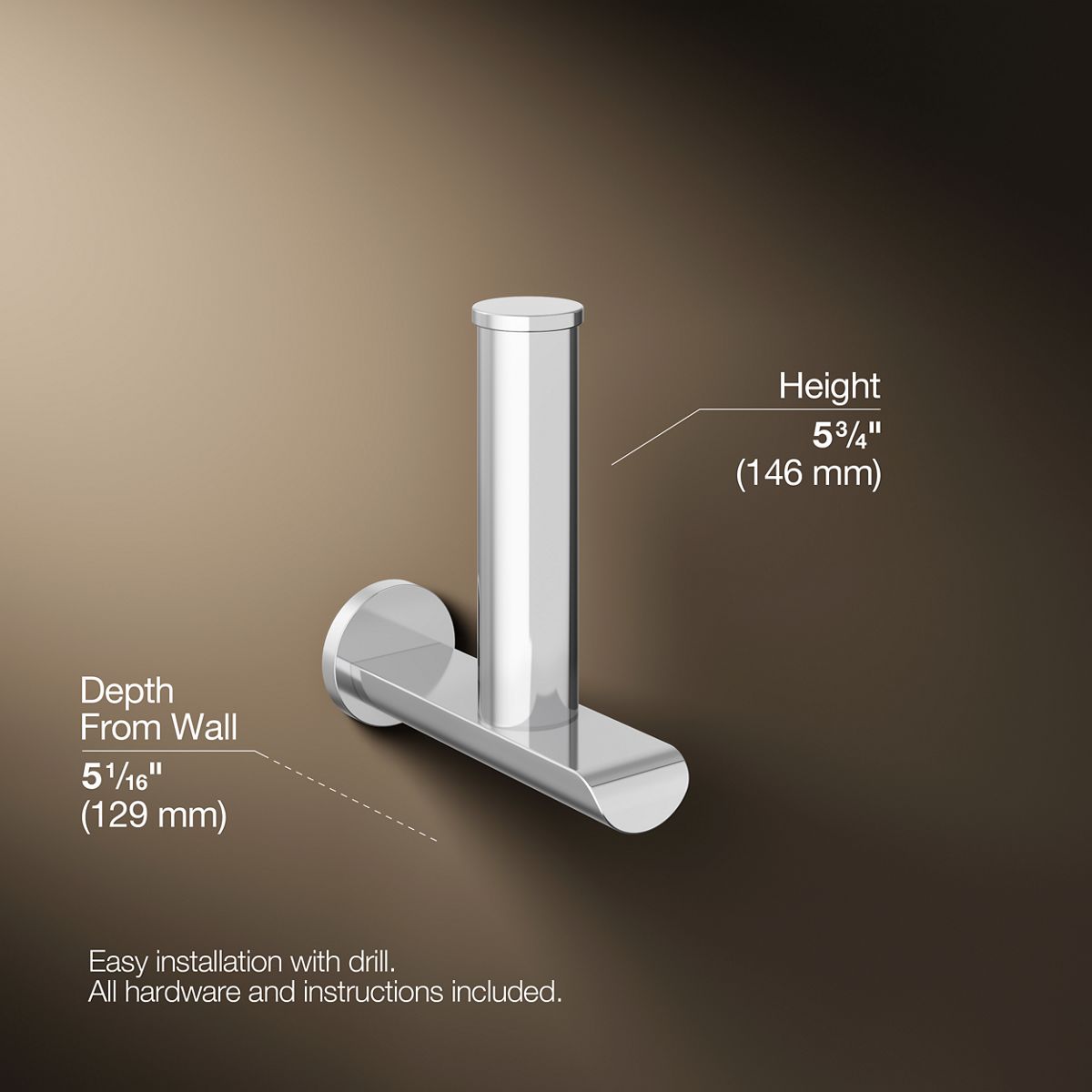 3/4 view of product with dimensions