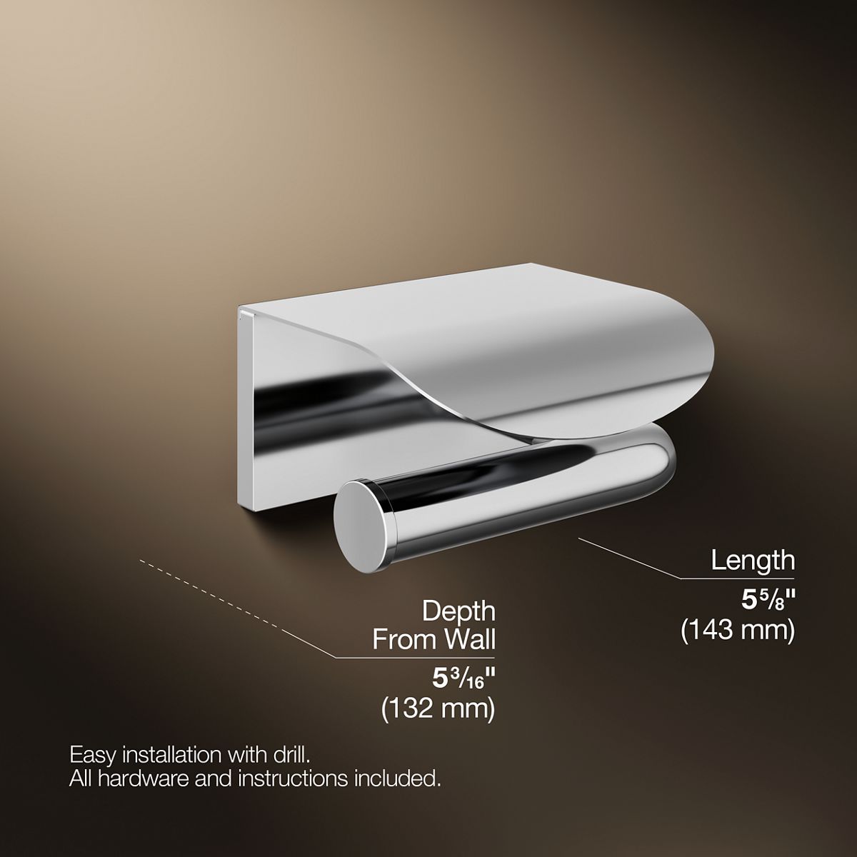 3/4 view of product with dimensions