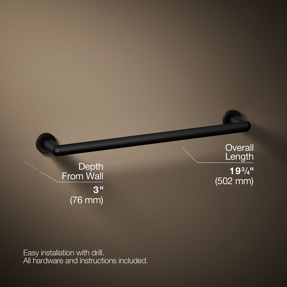 3/4 view of product with dimensions
