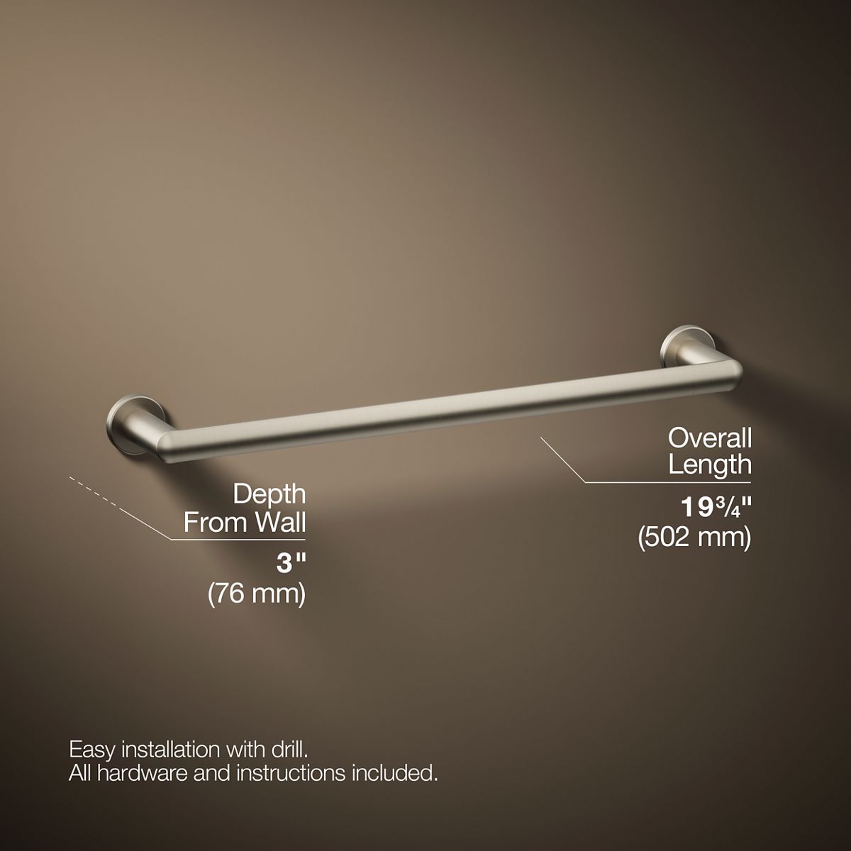 3/4 view of product with dimensions