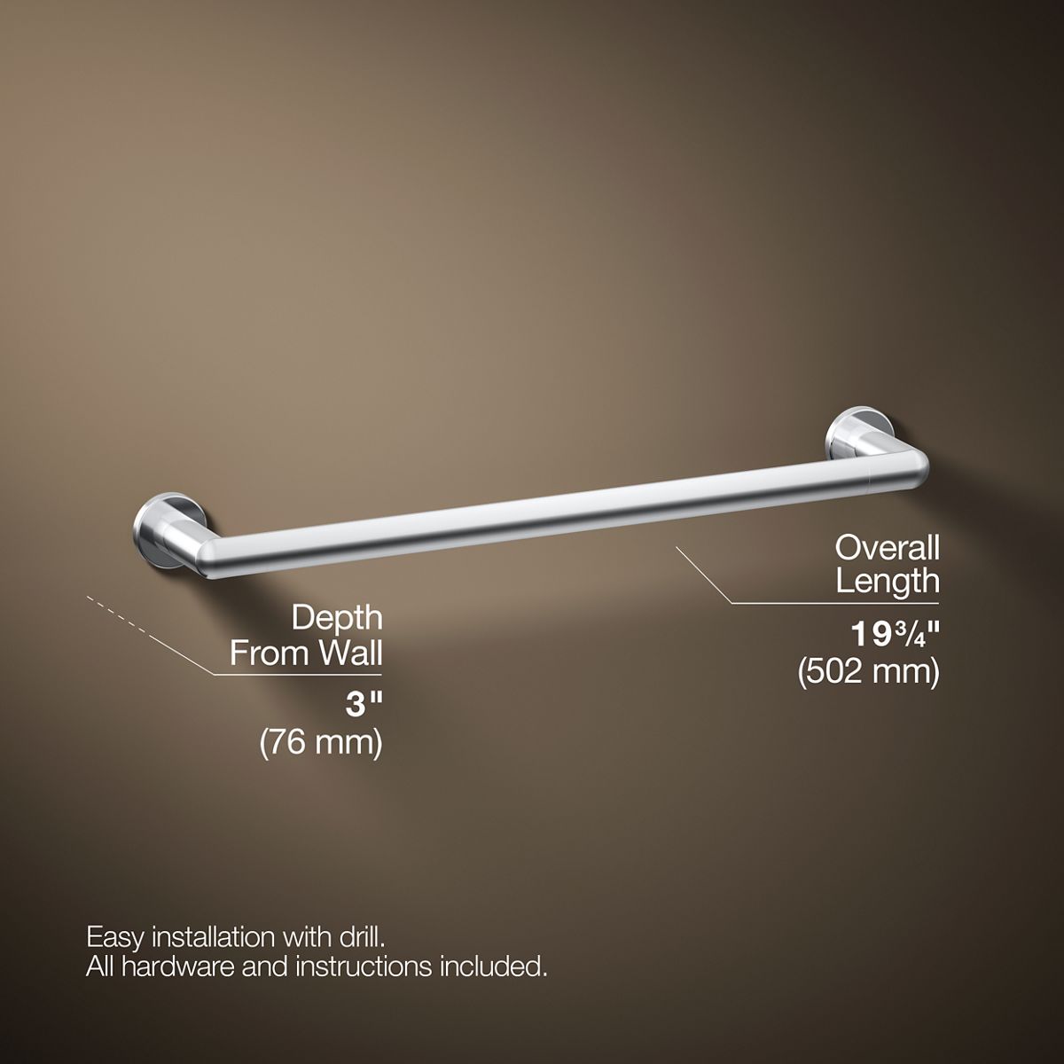 3/4 view of product with dimensions
