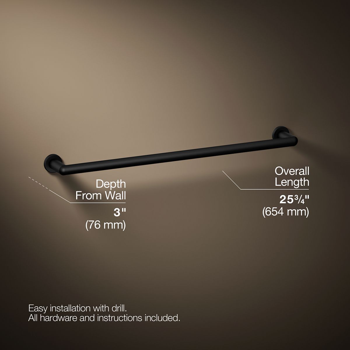 3/4 view of product with dimensions