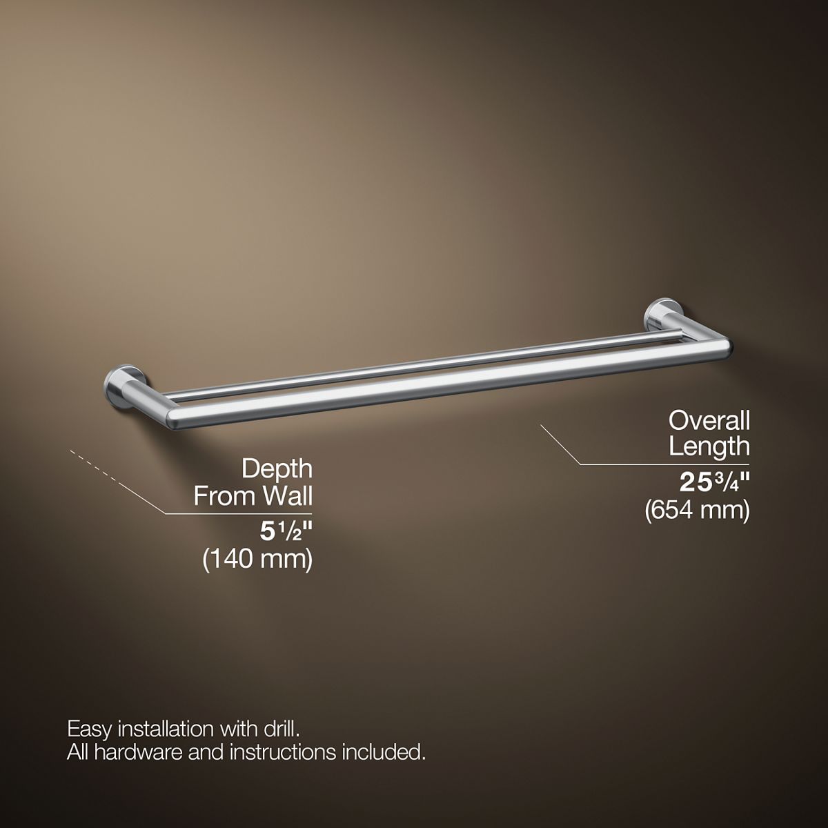 3/4 view of product with dimensions