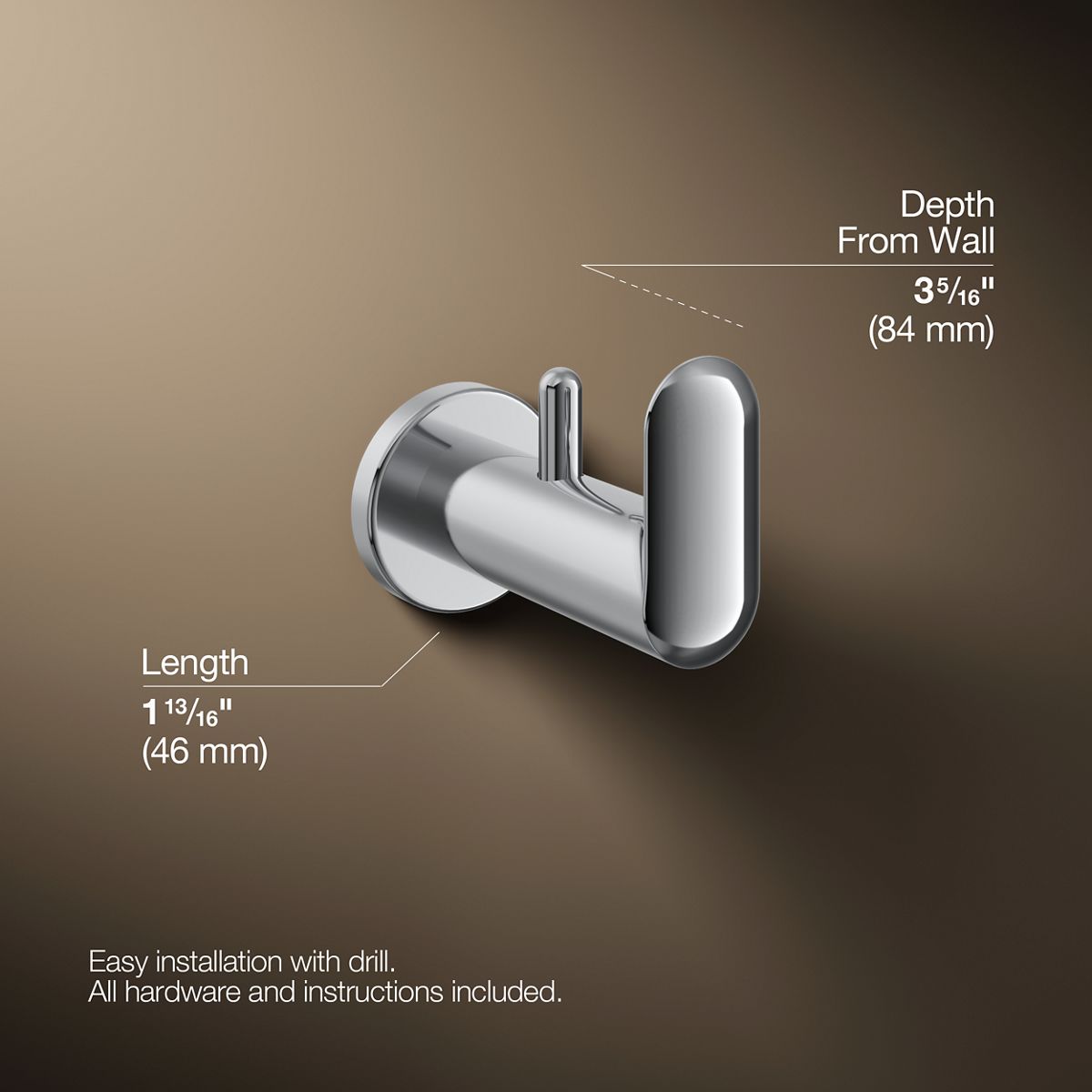 3/4 view of product with dimensions