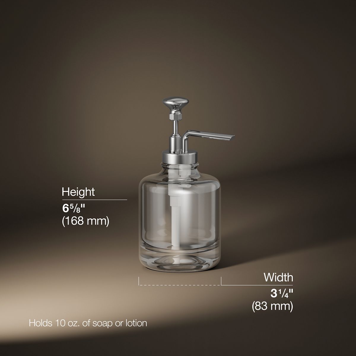 3/4 view of product with dimensions
