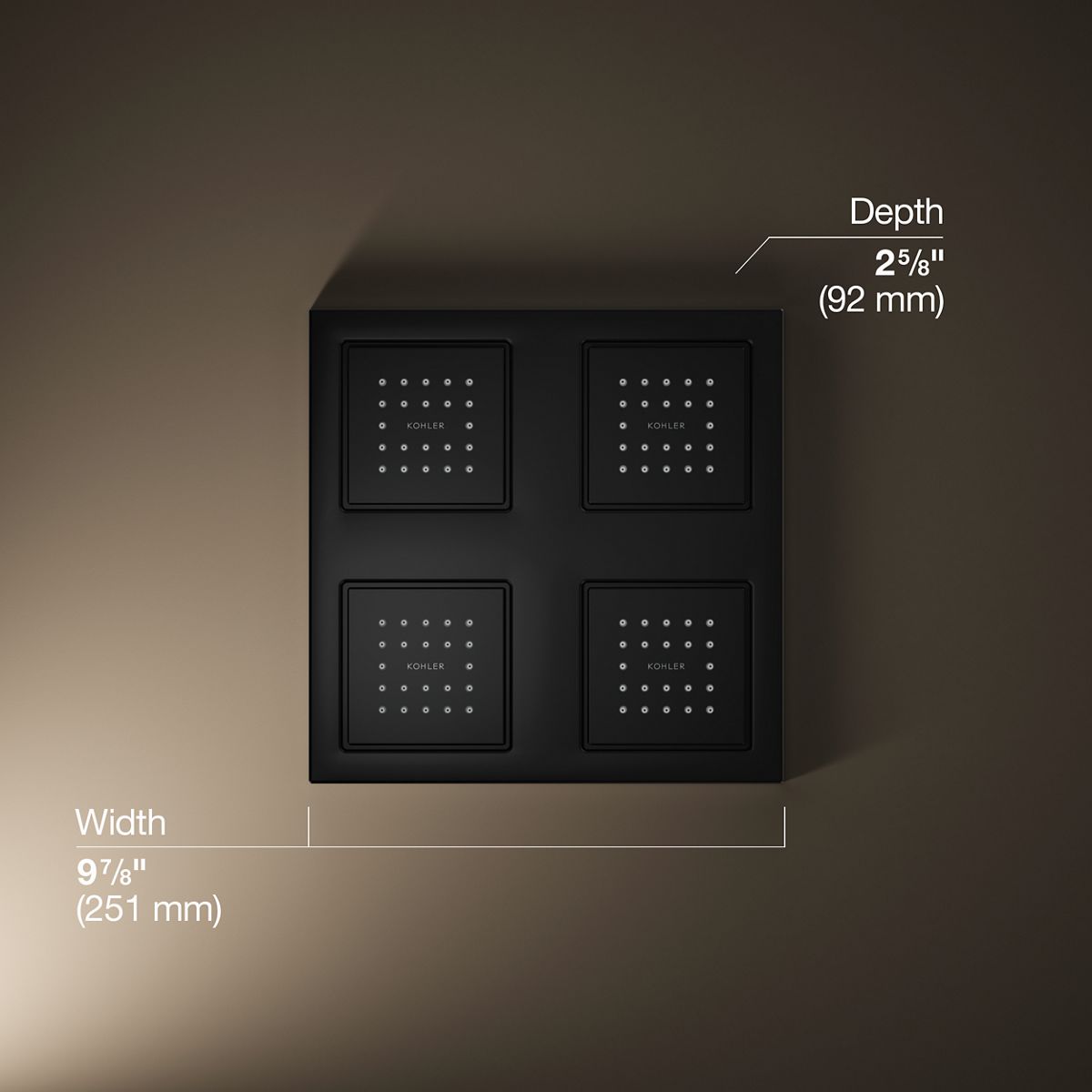 3/4 view of product with dimensions