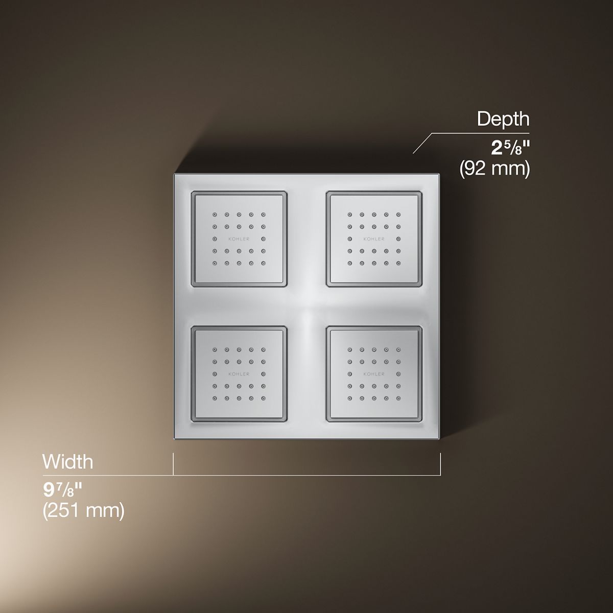 3/4 view of product with dimensions