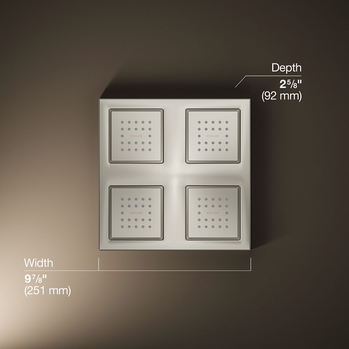 3/4 view of product with dimensions