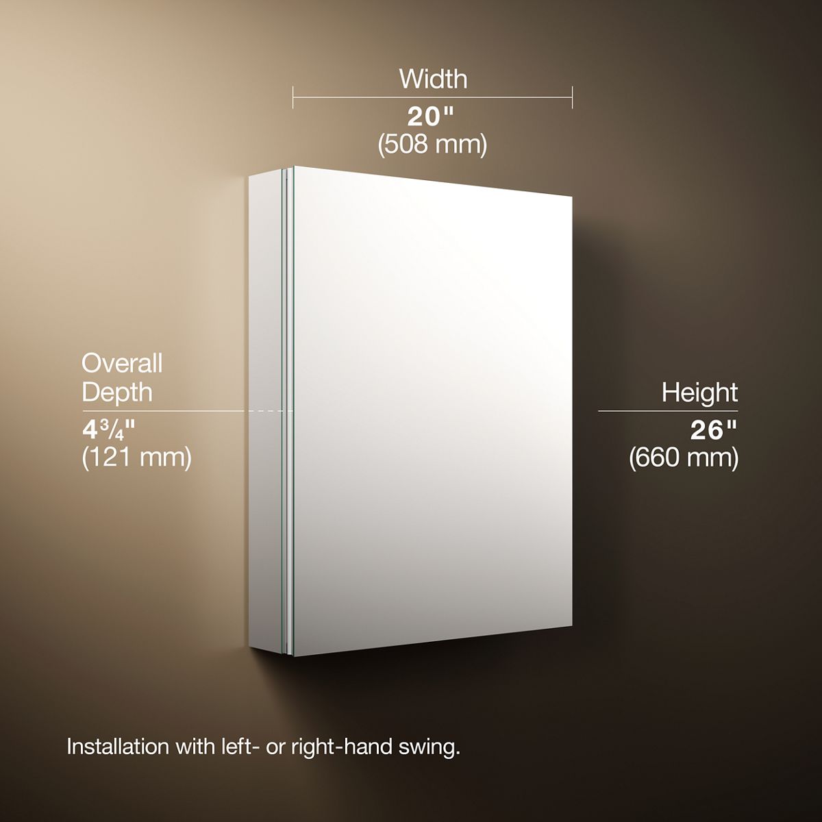 3/4 view of product with dimensions