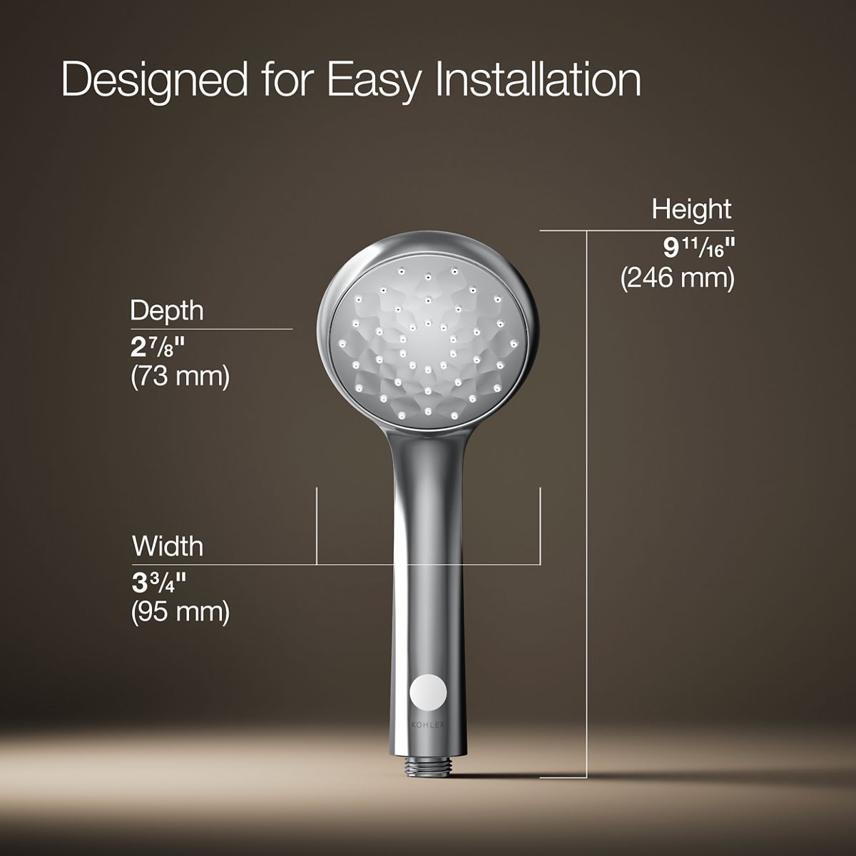 3/4 view of product with dimensions