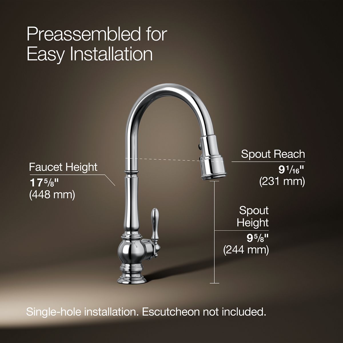 3/4 view of product with dimensions