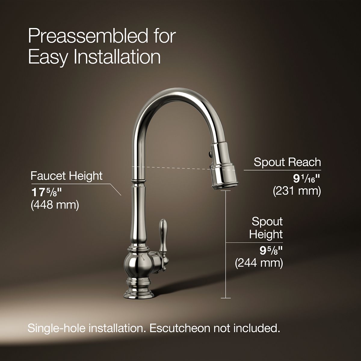 3/4 view of product with dimensions