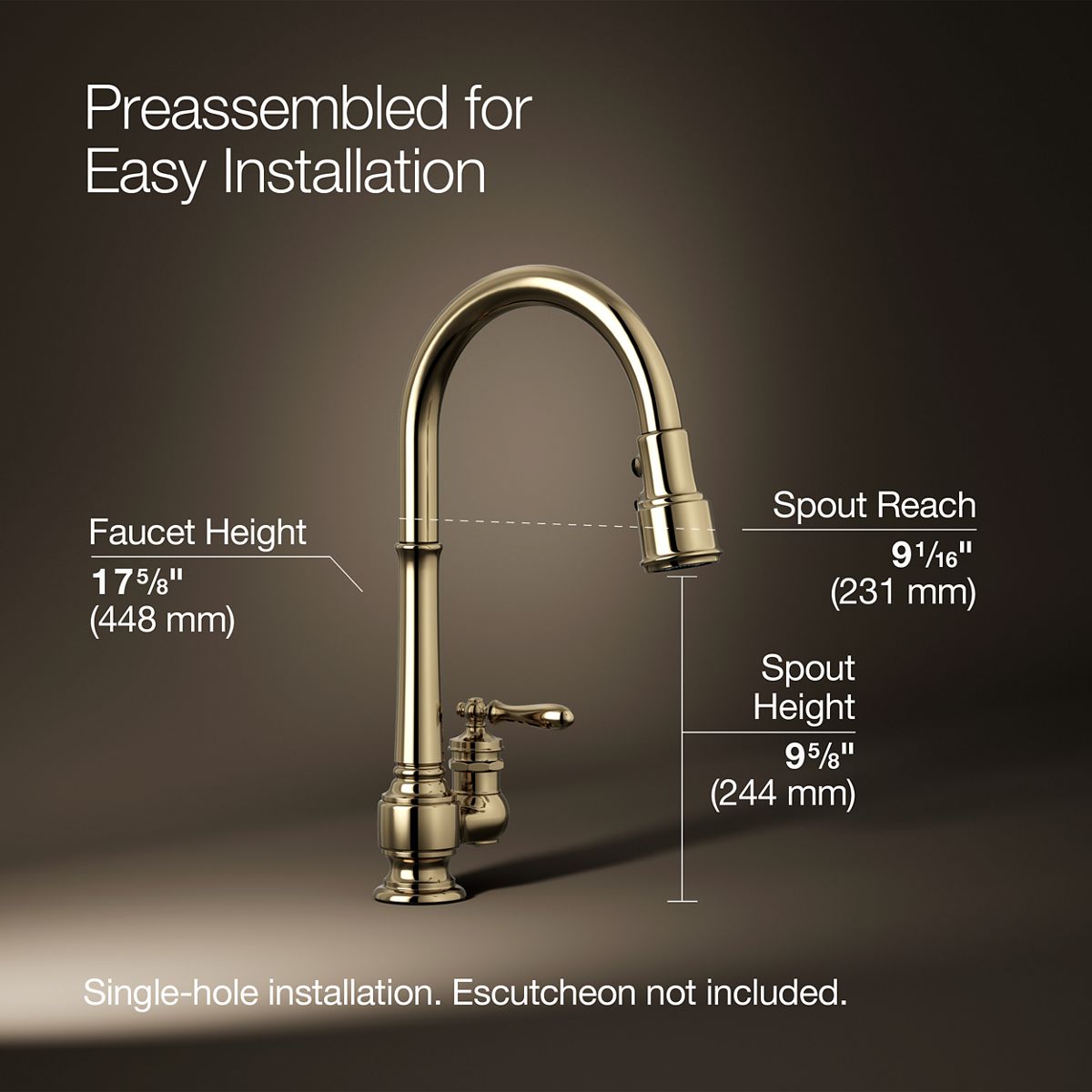 3/4 view of product with dimensions