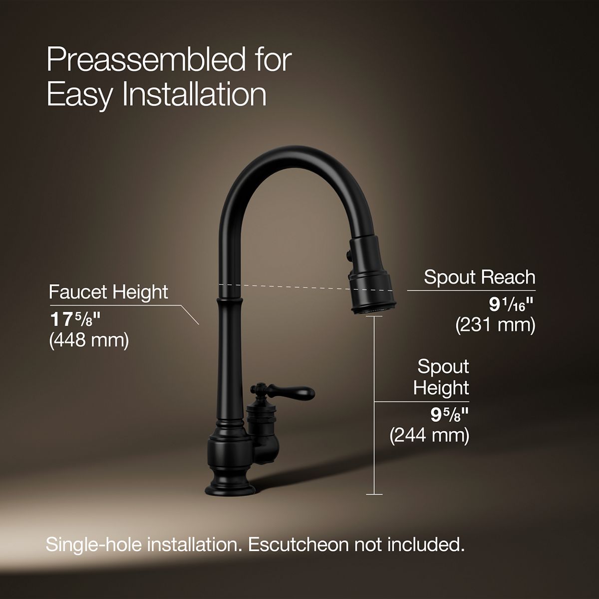 3/4 view of product with dimensions