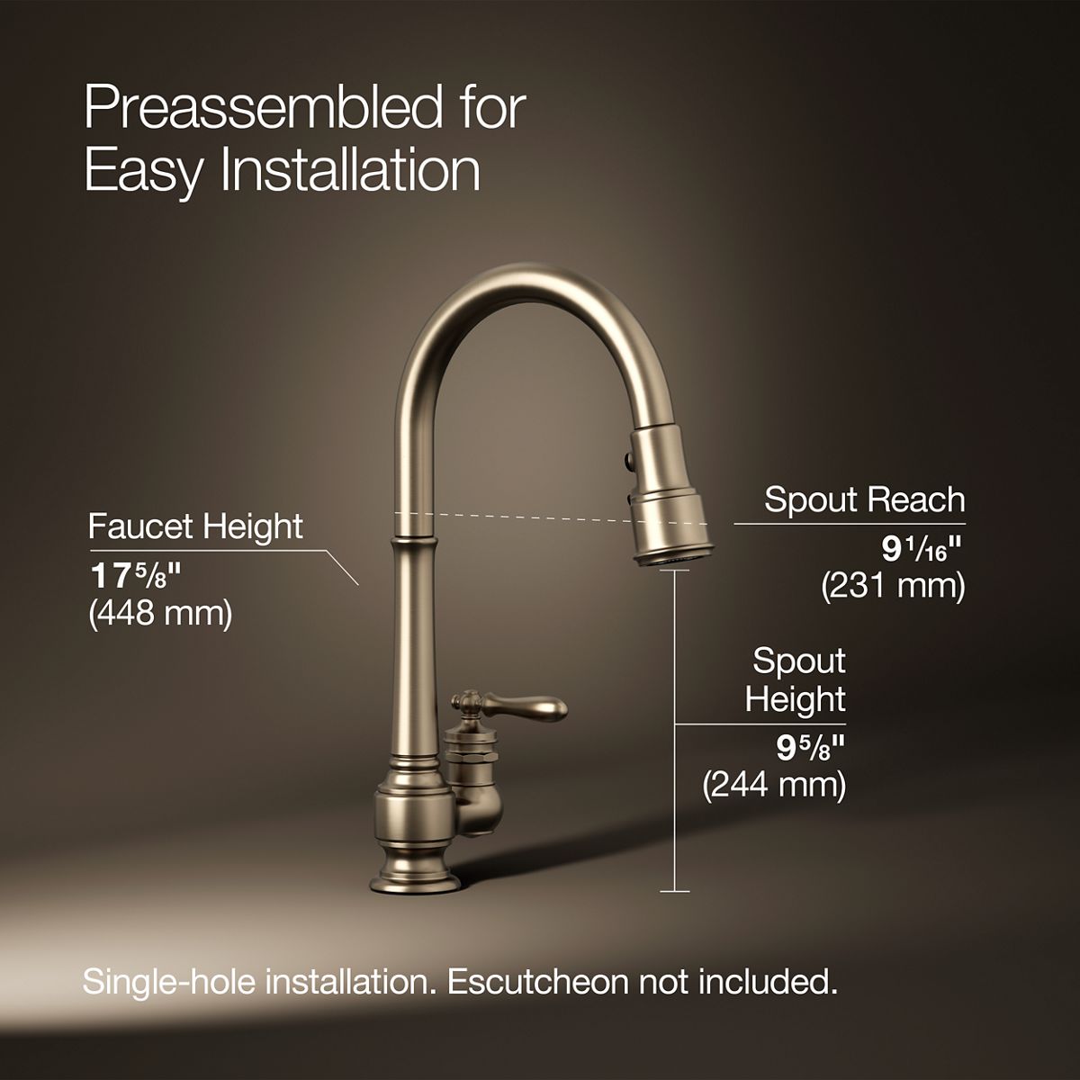 3/4 view of product with dimensions