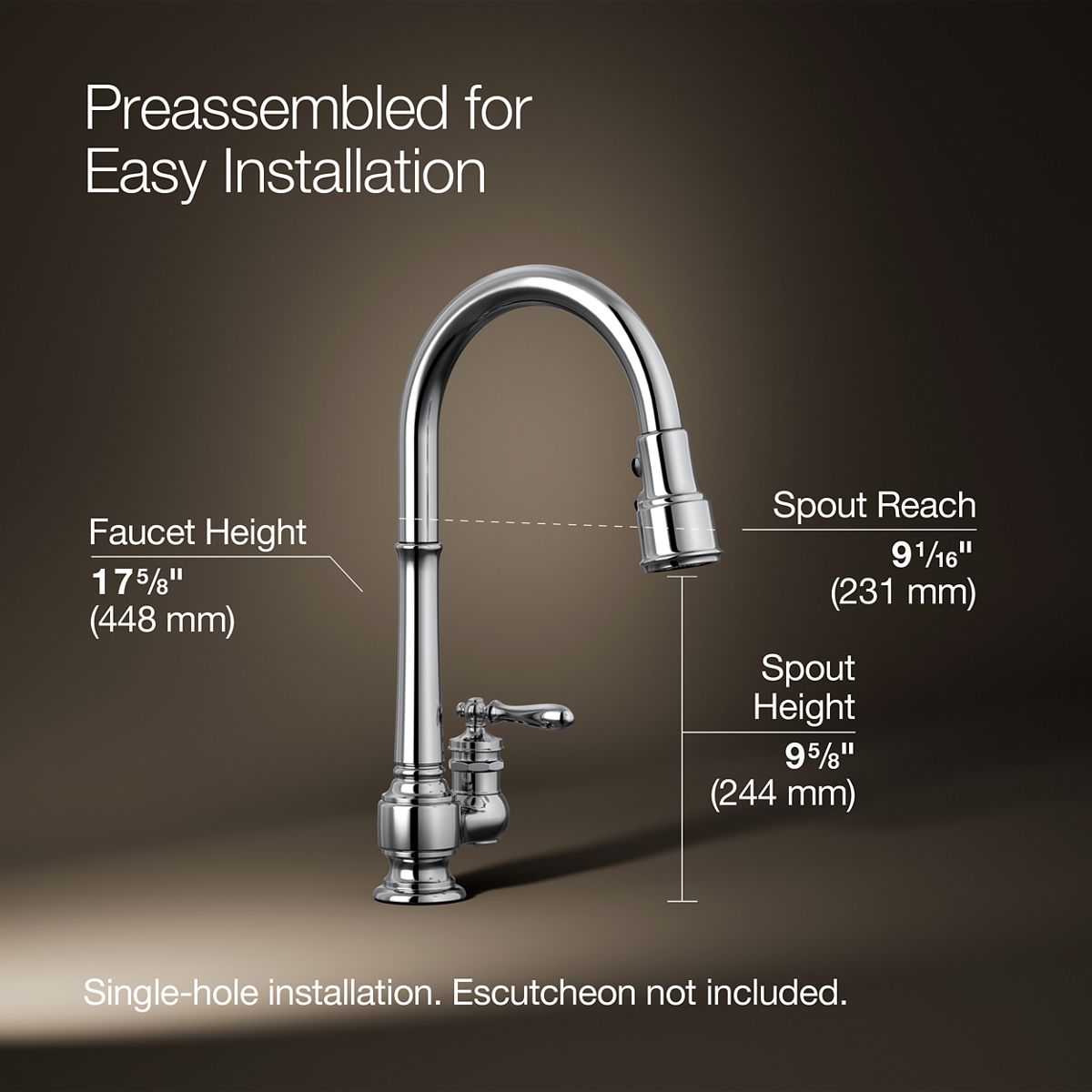 3/4 view of product with dimensions