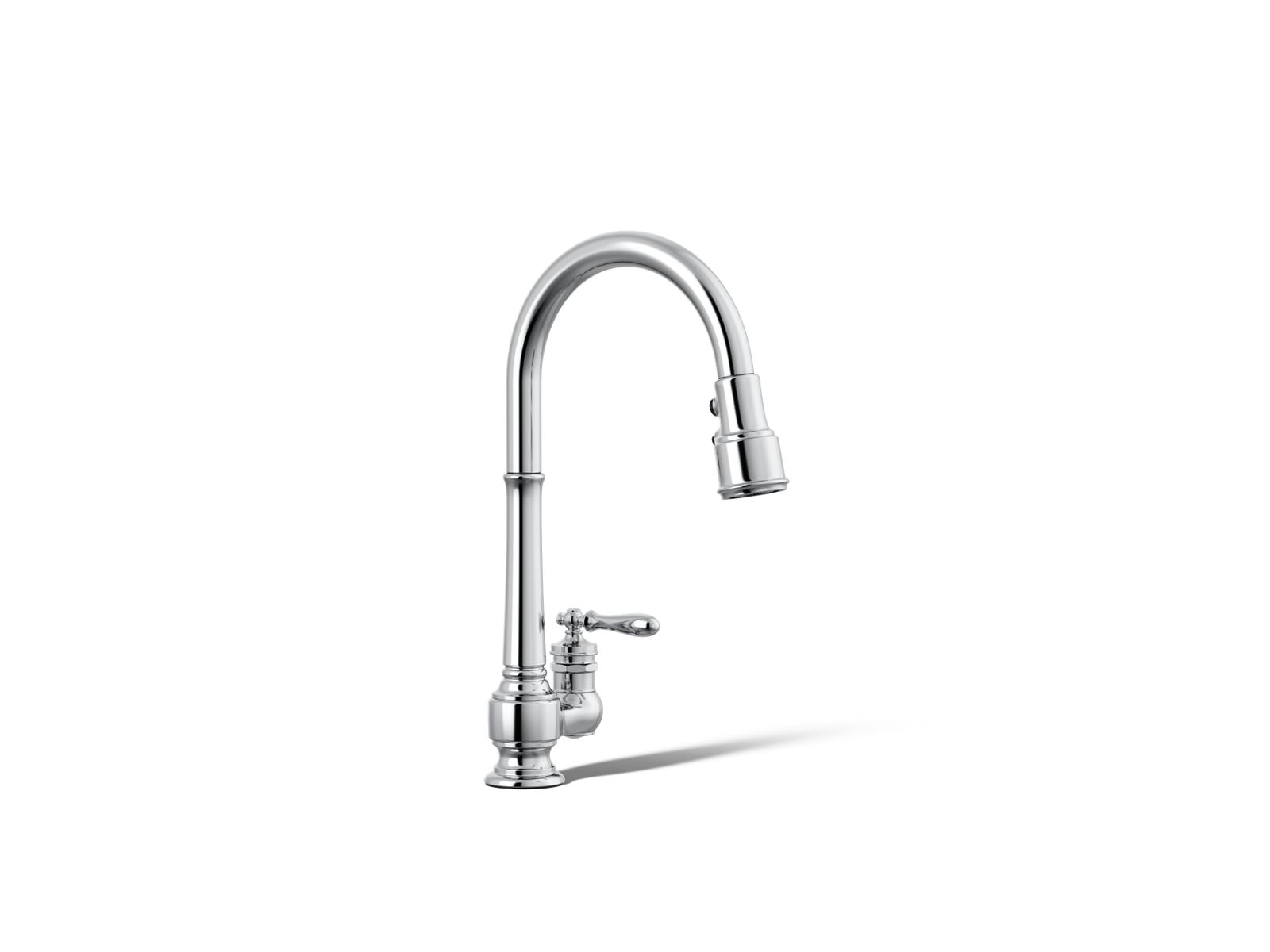 Artifacts® Pull-down kitchen sink faucet with three-function sprayhead