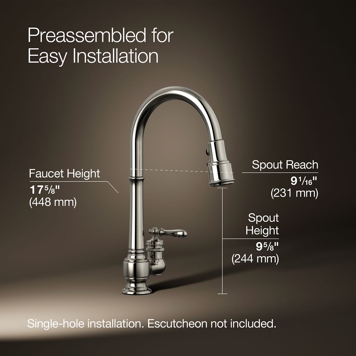 3/4 view of product with dimensions