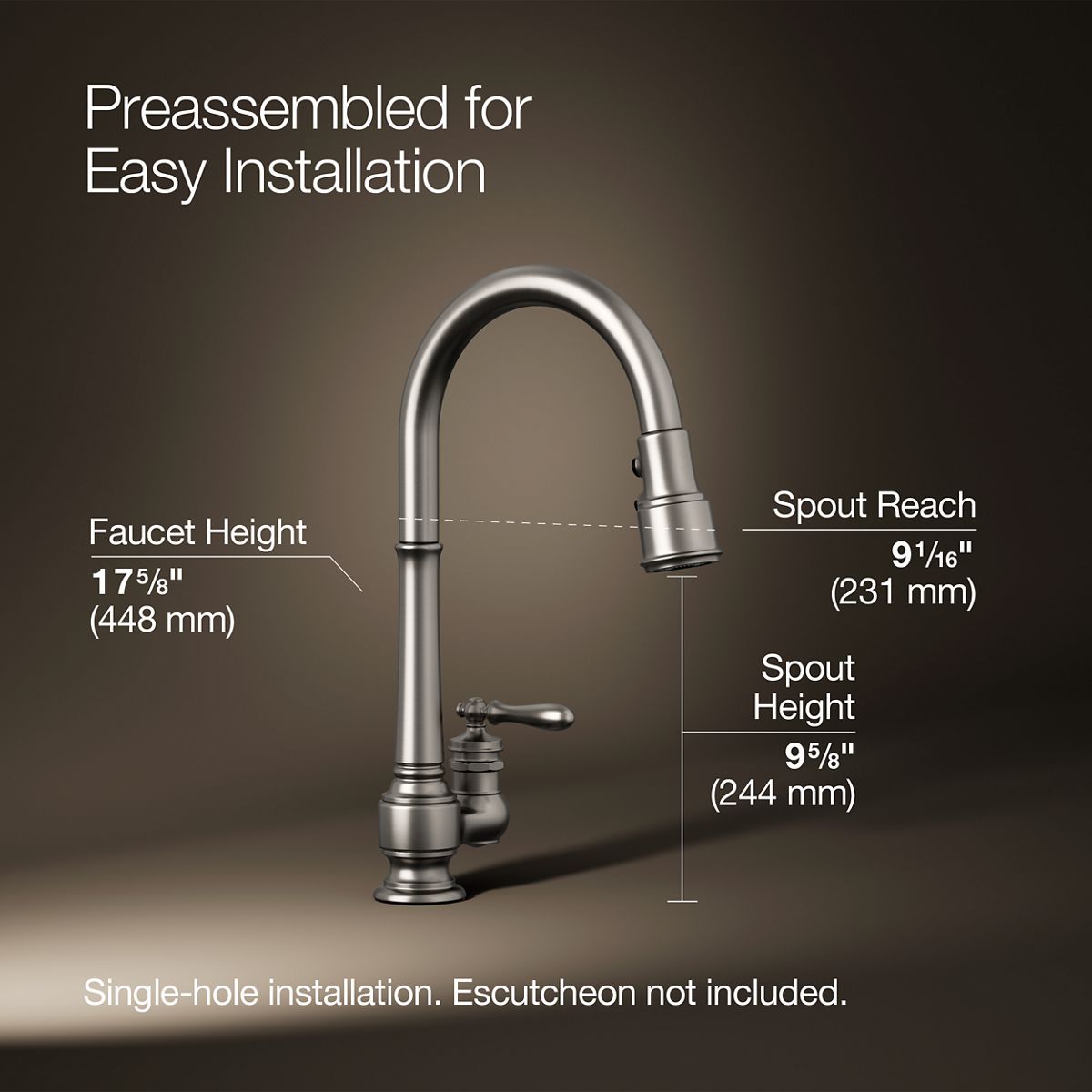 3/4 view of product with dimensions