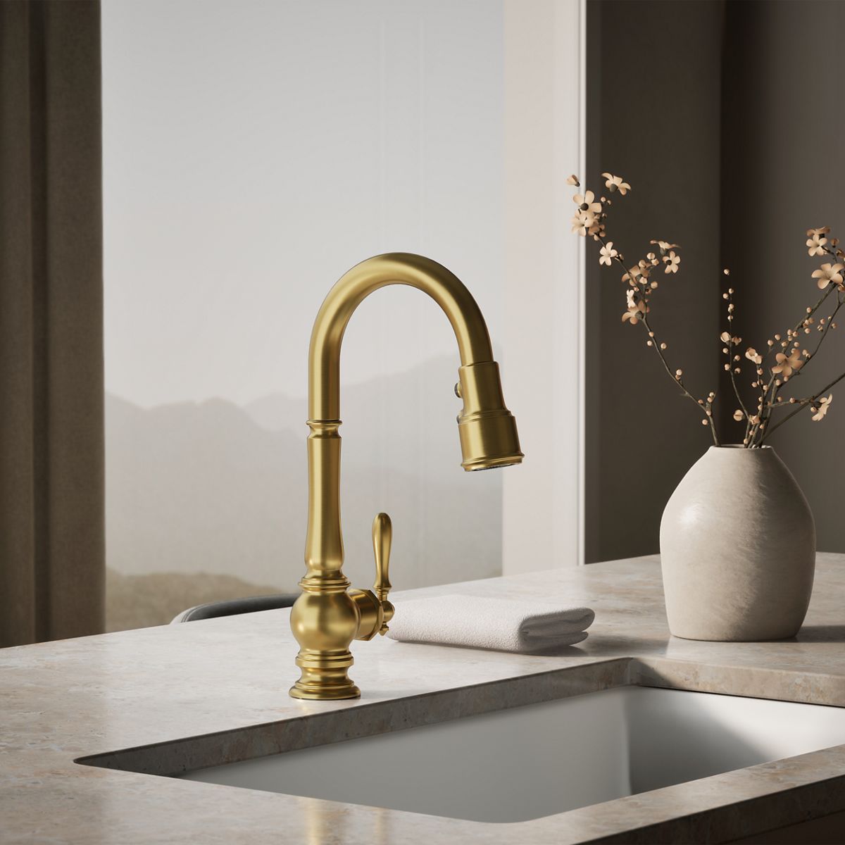 KOHLER | 99261 | Artifacts™| Pull-down kitchen sink faucet with
