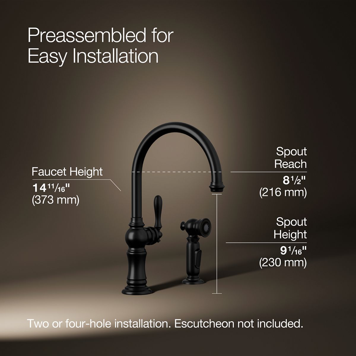 3/4 view of product with dimensions