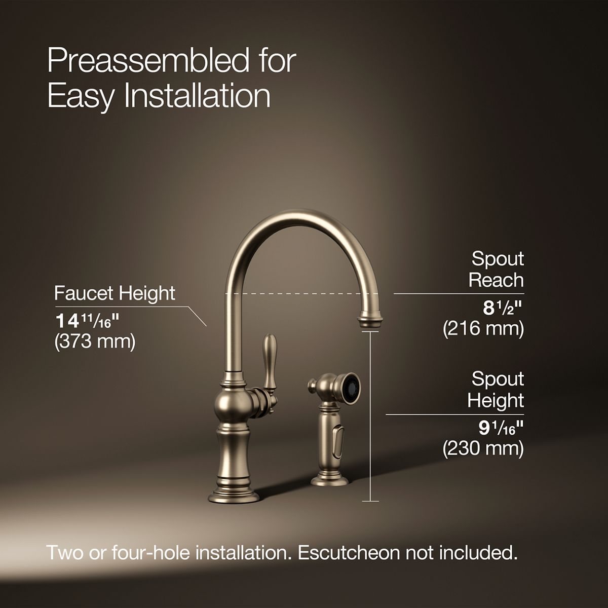 3/4 view of product with dimensions