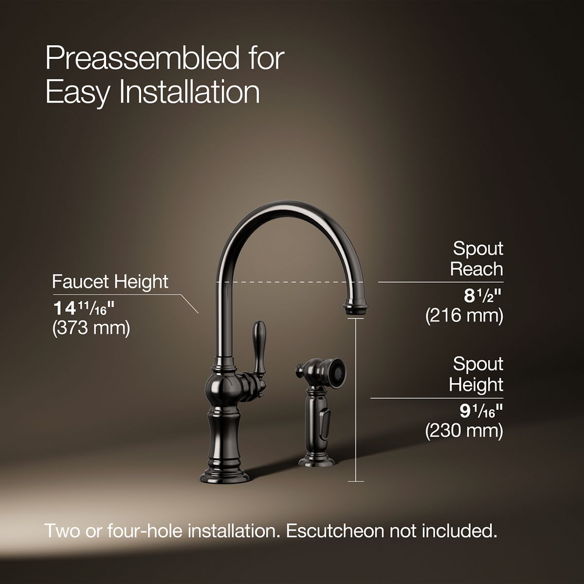 3/4 view of product with dimensions
