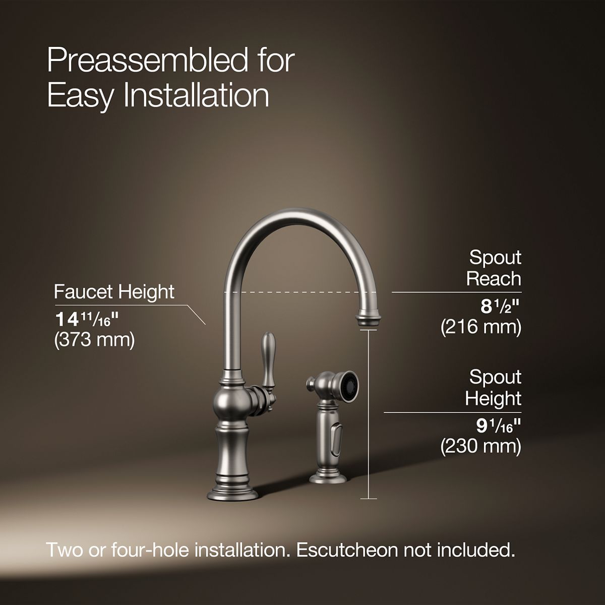 3/4 view of product with dimensions