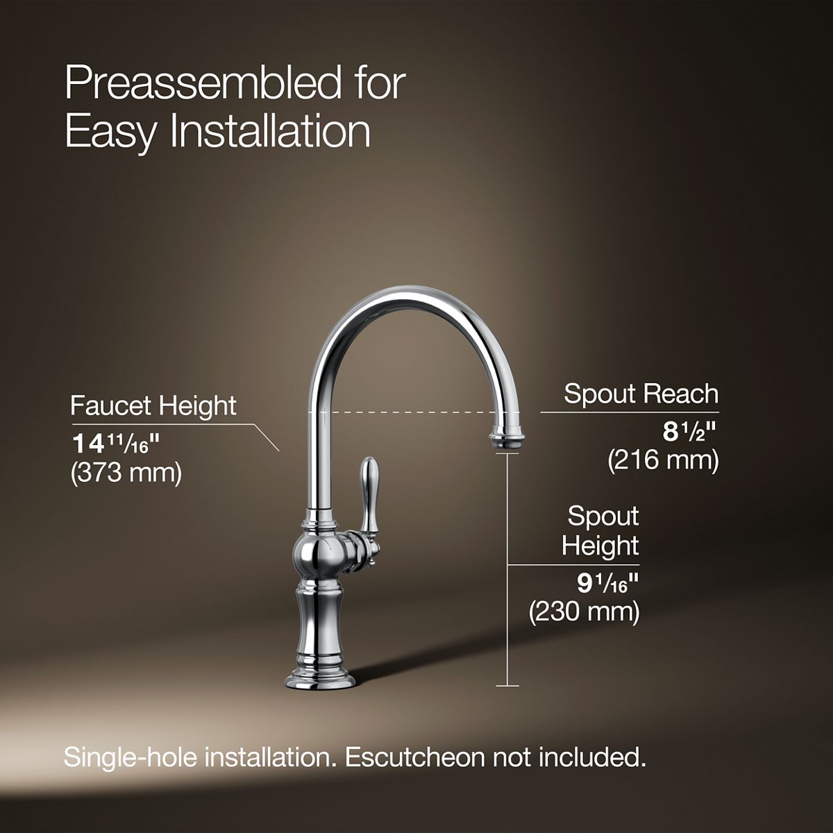 3/4 view of product with dimensions