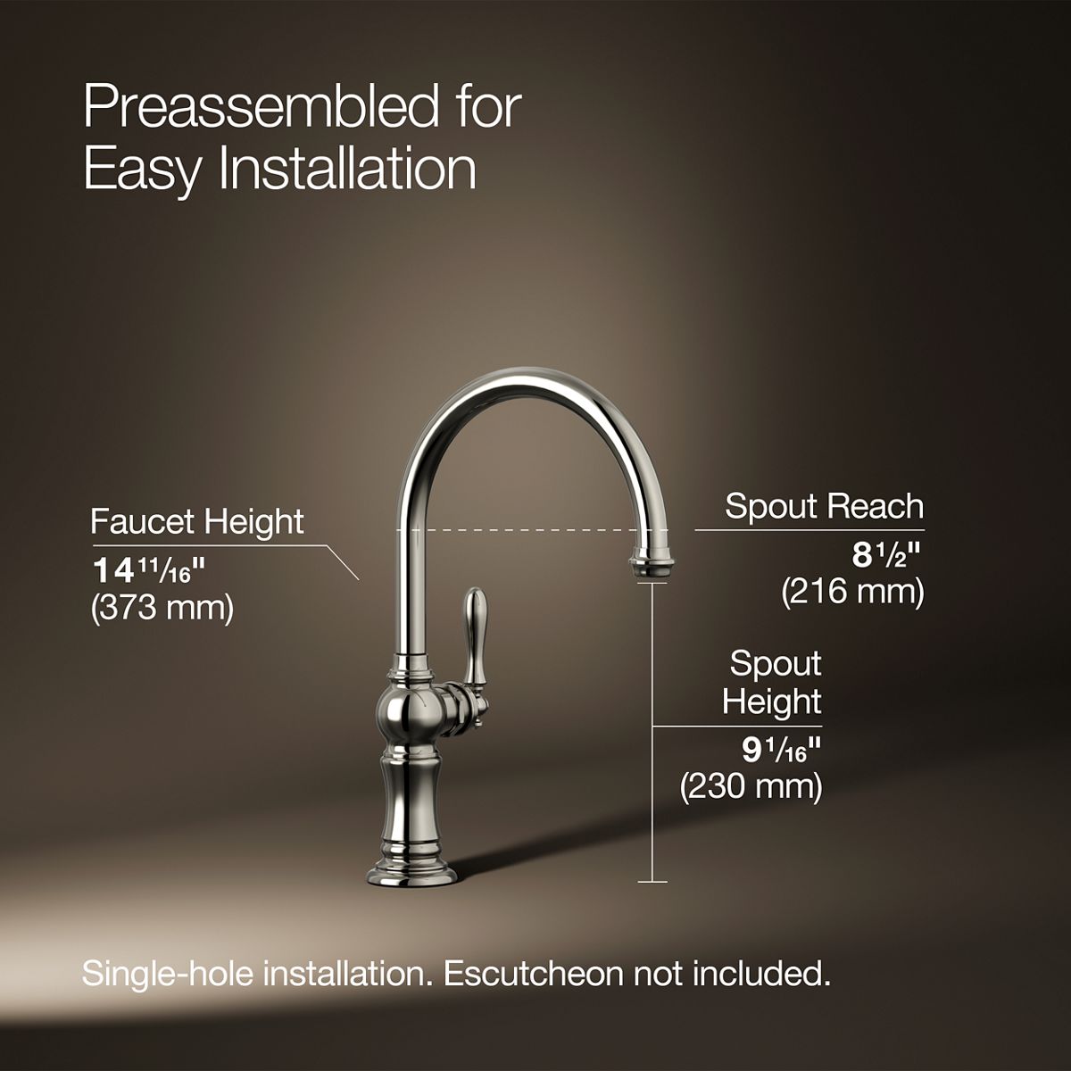 3/4 view of product with dimensions