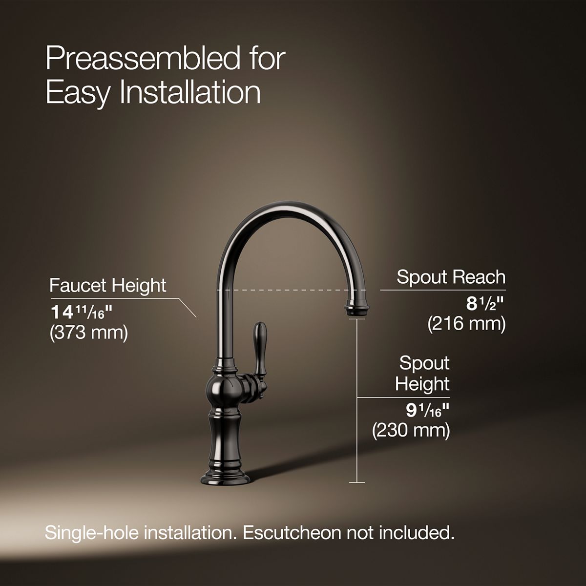 3/4 view of product with dimensions