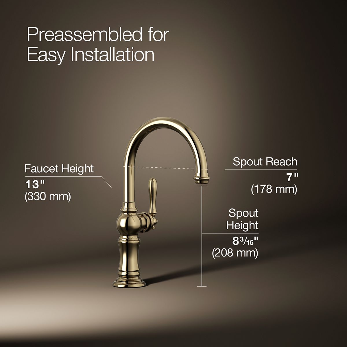 3/4 view of product with dimensions