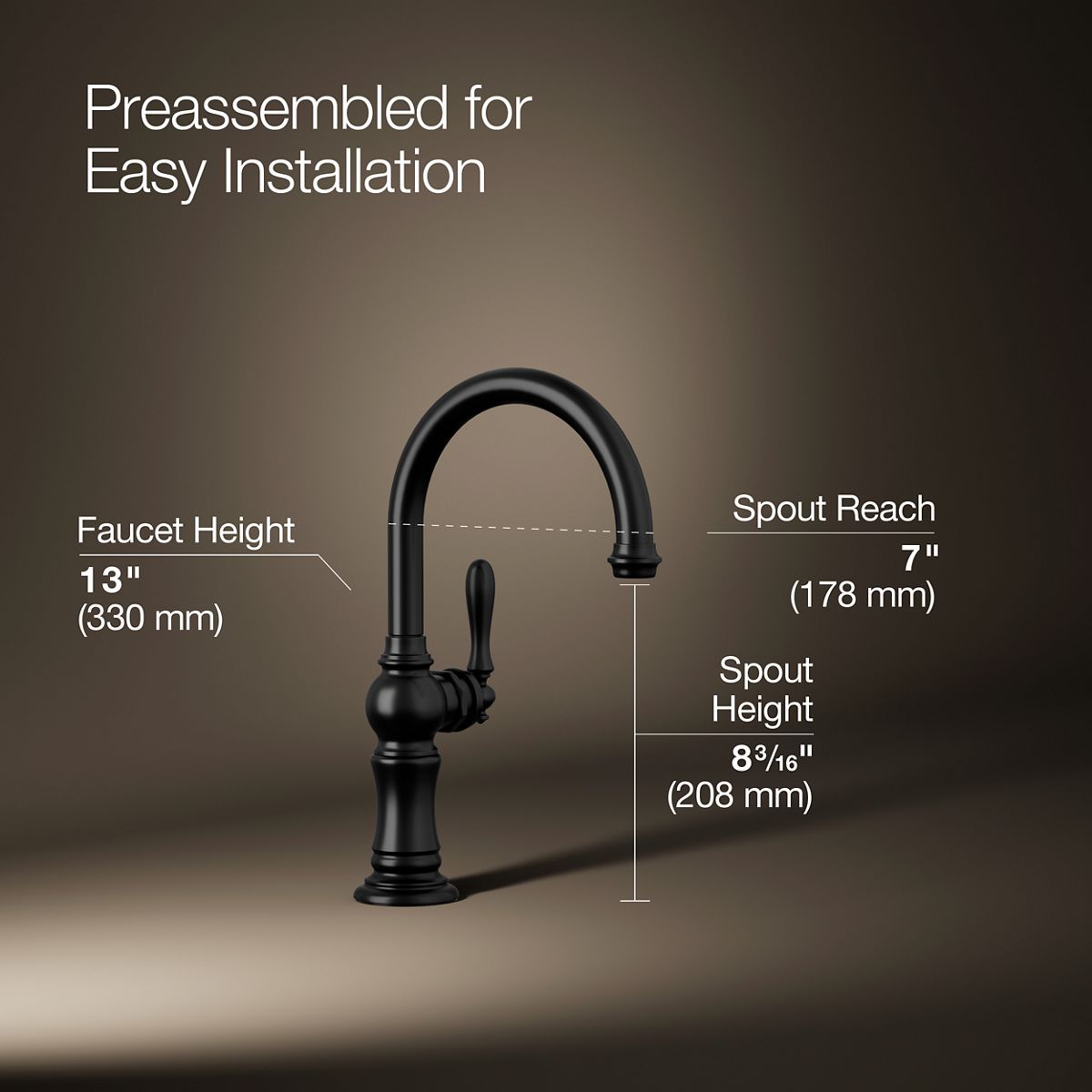 3/4 view of product with dimensions
