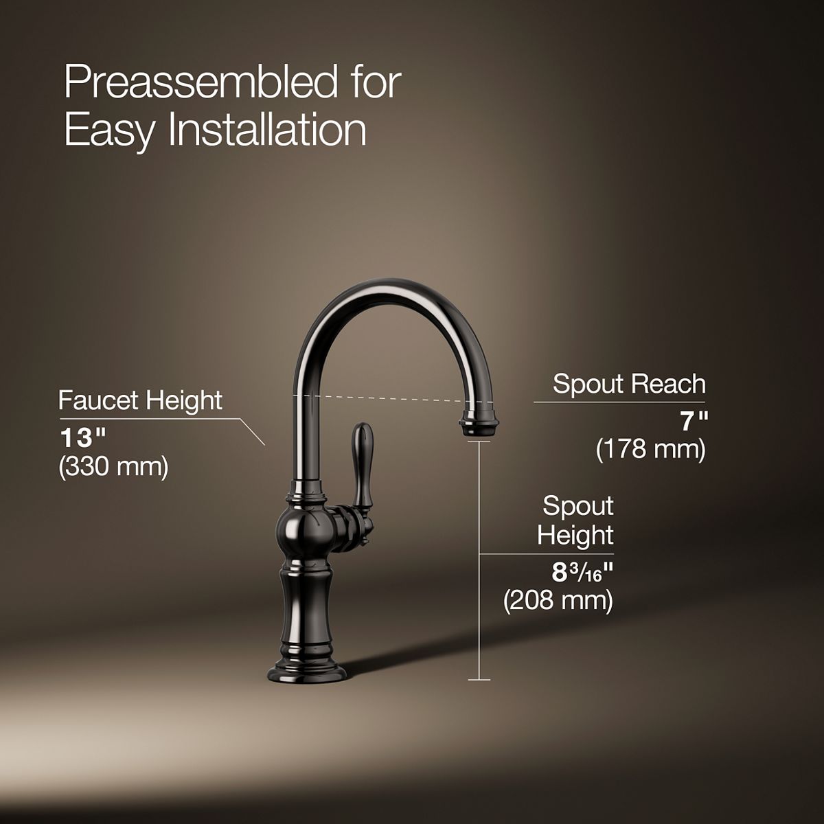3/4 view of product with dimensions