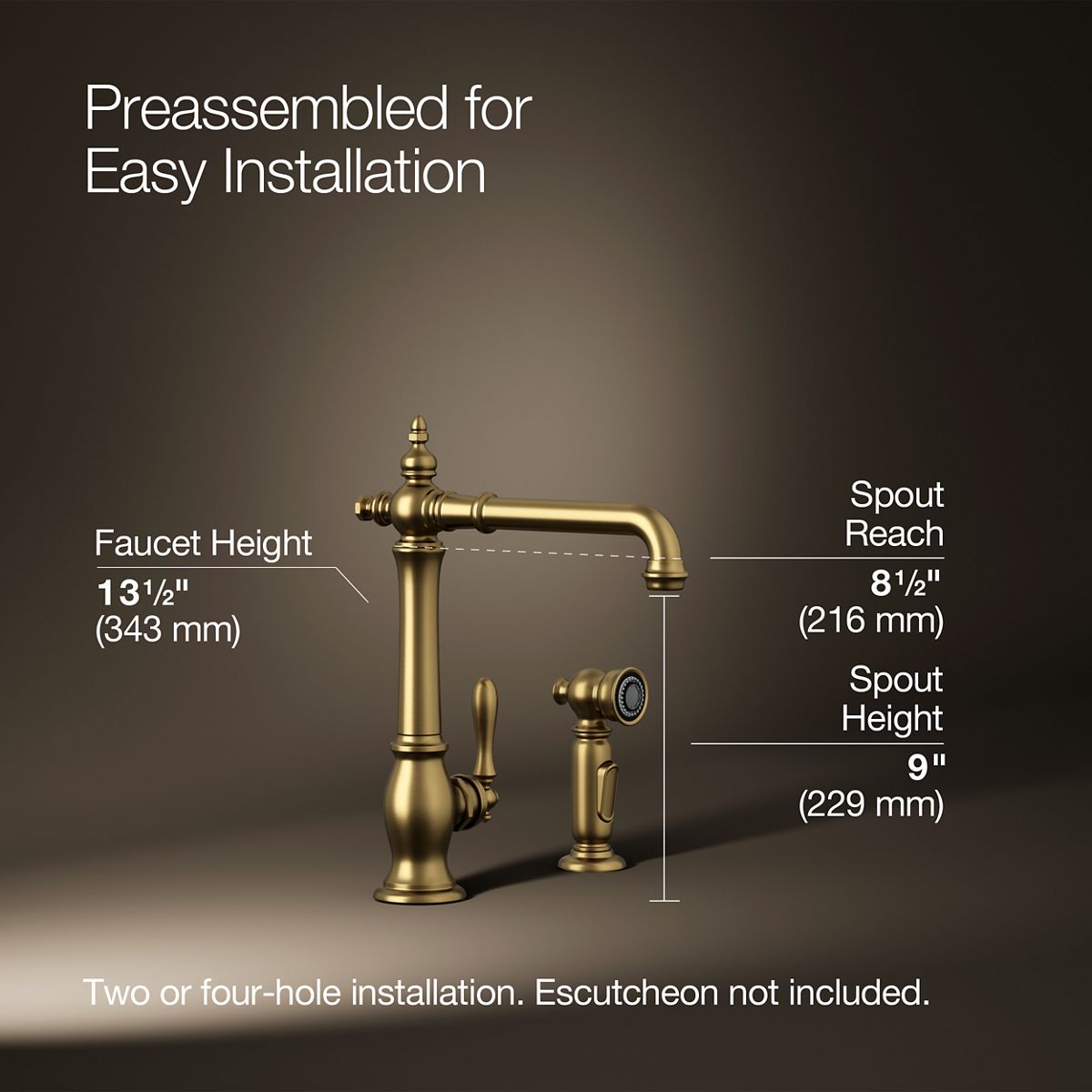 3/4 view of product with dimensions
